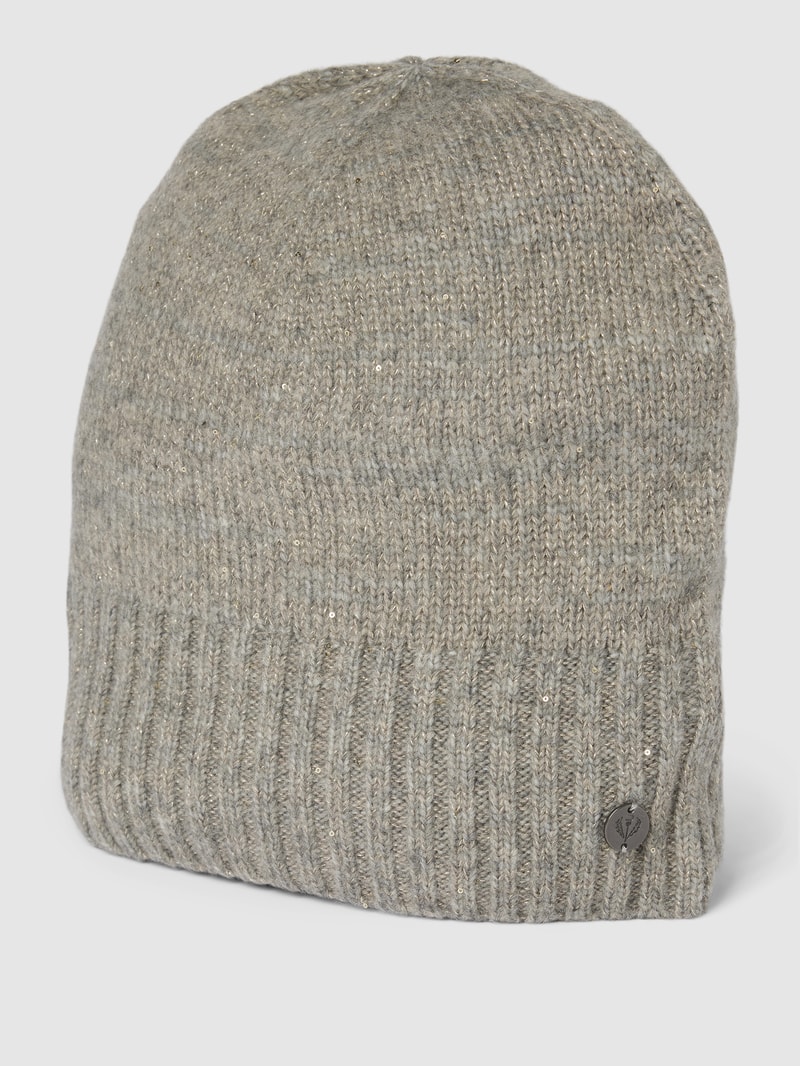 Beanie mit Label-Patch in mittelgrau