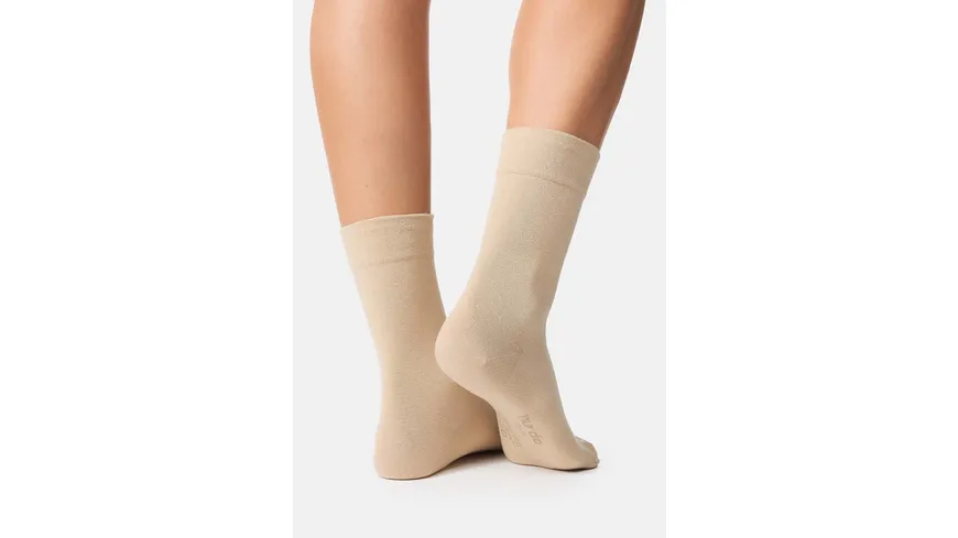 NUR DIE Damen Socken 98% Baumwolle Komfortbund leinen