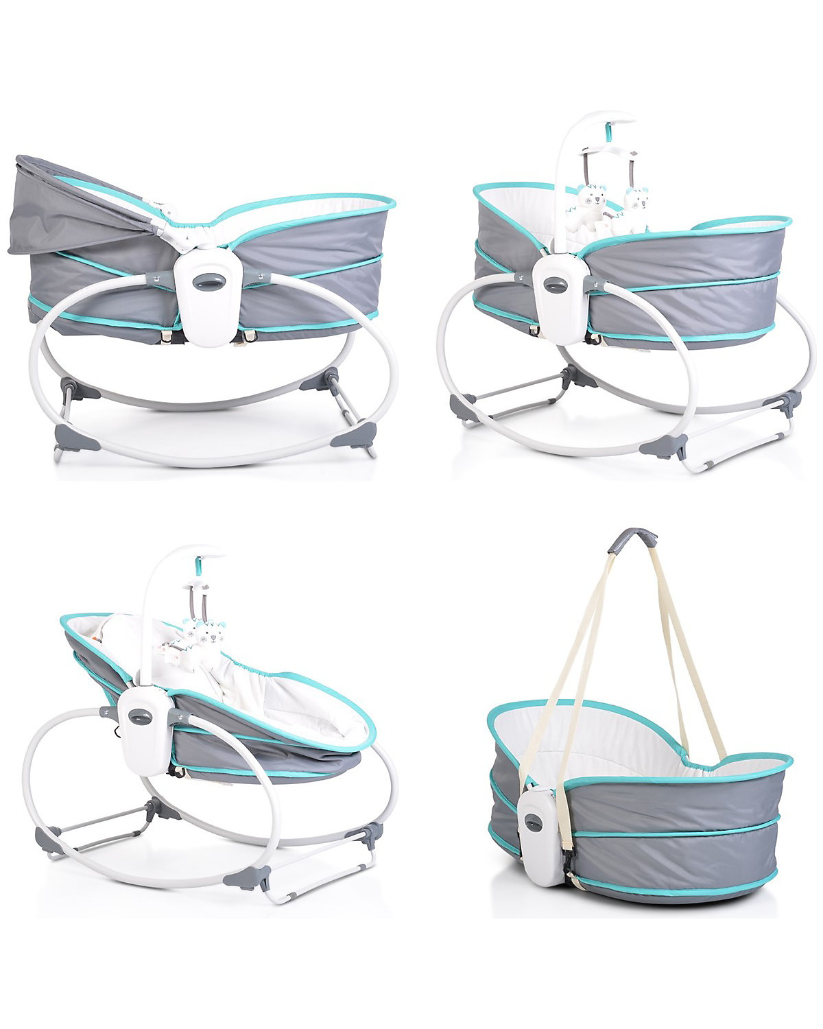 Babywippe Ava mit Musikfunktion Vibration Sonnenschutz Moskitonetz Babywippen