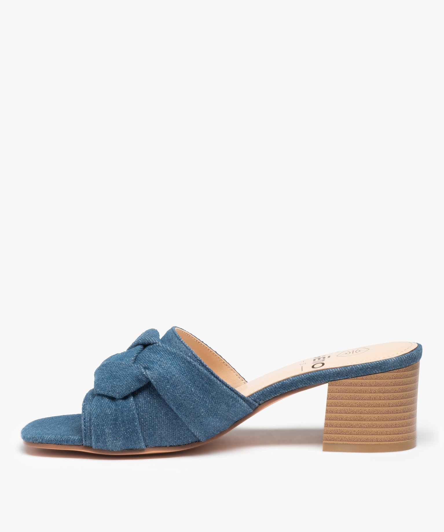 Mules femme à talon dessus tressé en denim denim | GEMO