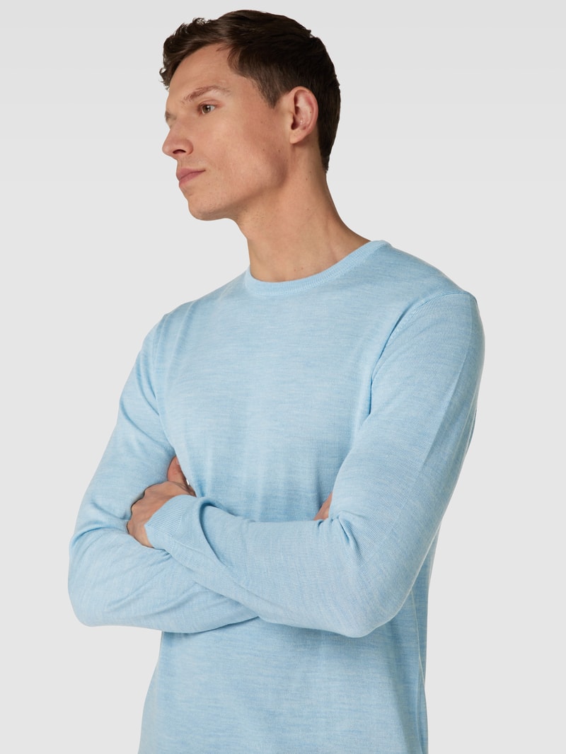 Strickpullover mit Label-Detail Modell 'Margrate' in hellblau