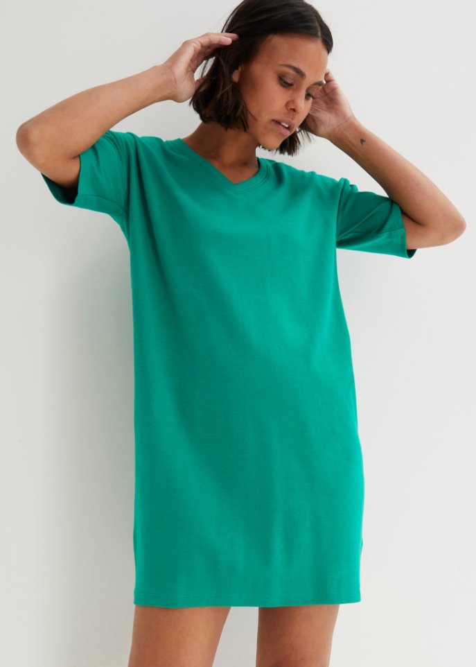 T-Shirtkleid mit V-Ausschnitt, oversize (2er Pack)