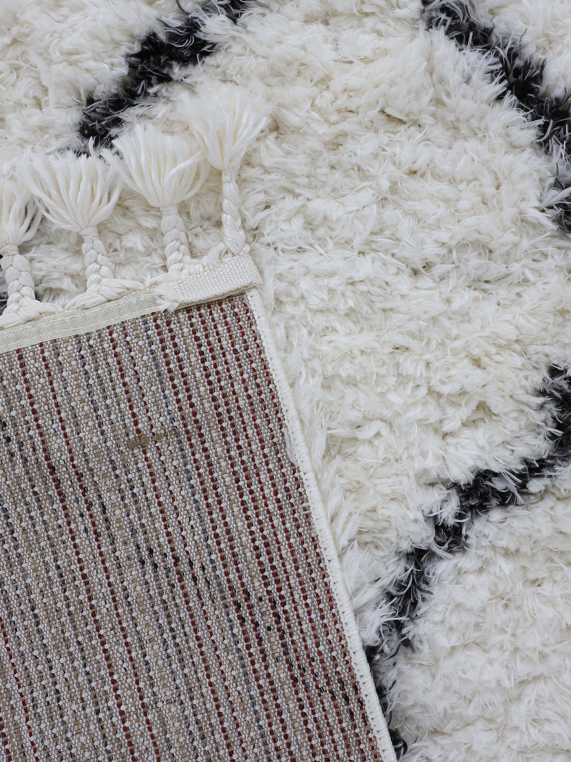 Hochflor-Läufer Eddy, carpetfine, rechteckig, Höhe: 30 mm, mit Fransen, Wohnzimmer