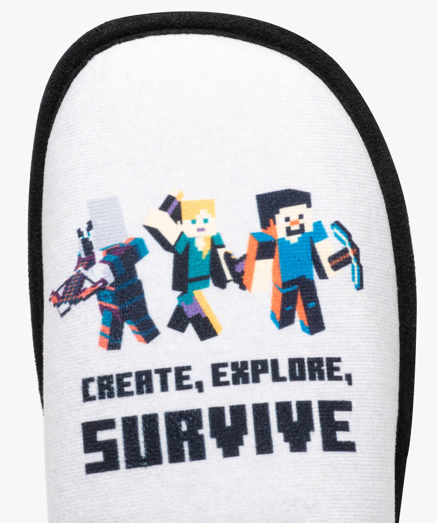 Chaussons enfant mules en velours imprimé - Minecraft gris | GEMO