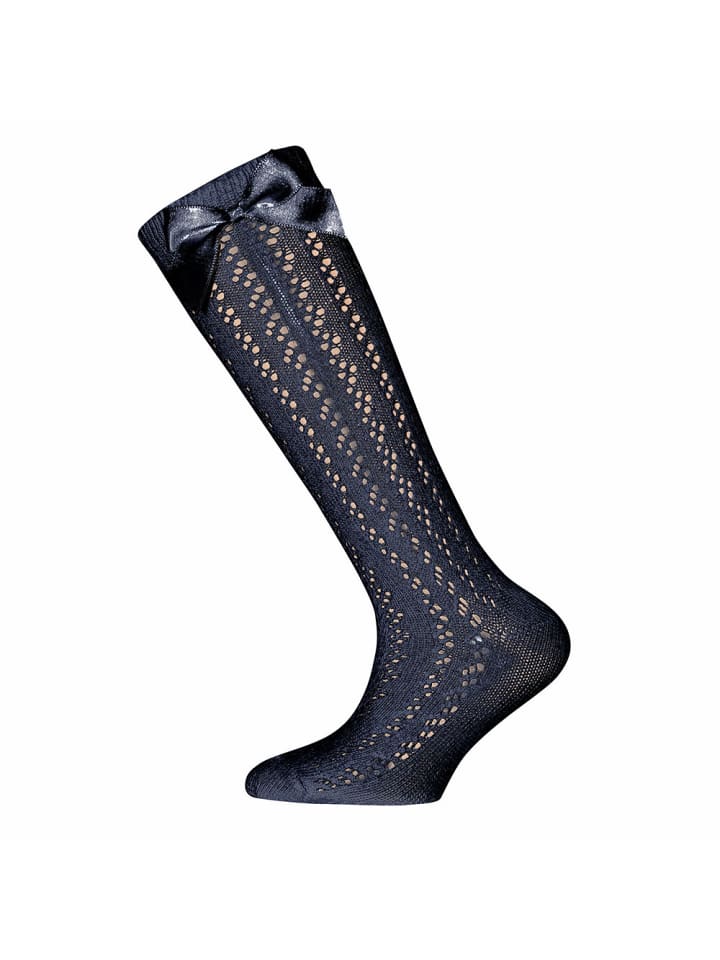 ewers 2er-Set Kniestrümpfe Traforato Schleife in navy-latte günstig kaufen