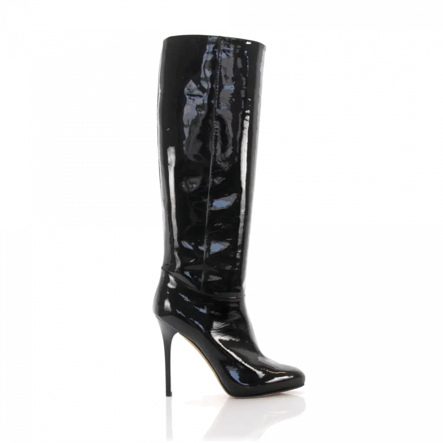Jimmy Choo - Stiefel Kalbsleder Lackleder schwarz - schwarz