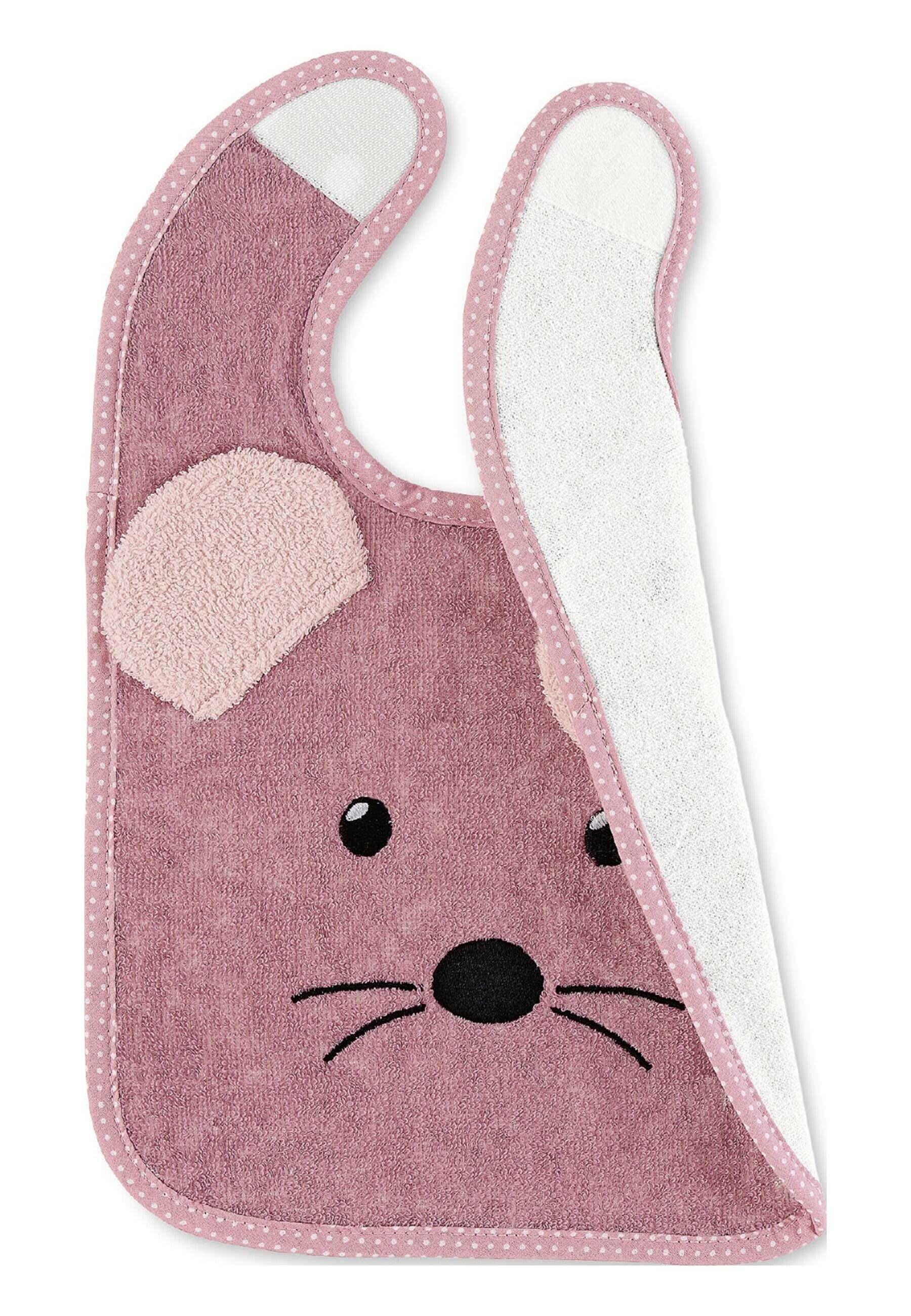 Plastik-Klettlätzchen Maus Mabel in Rosa