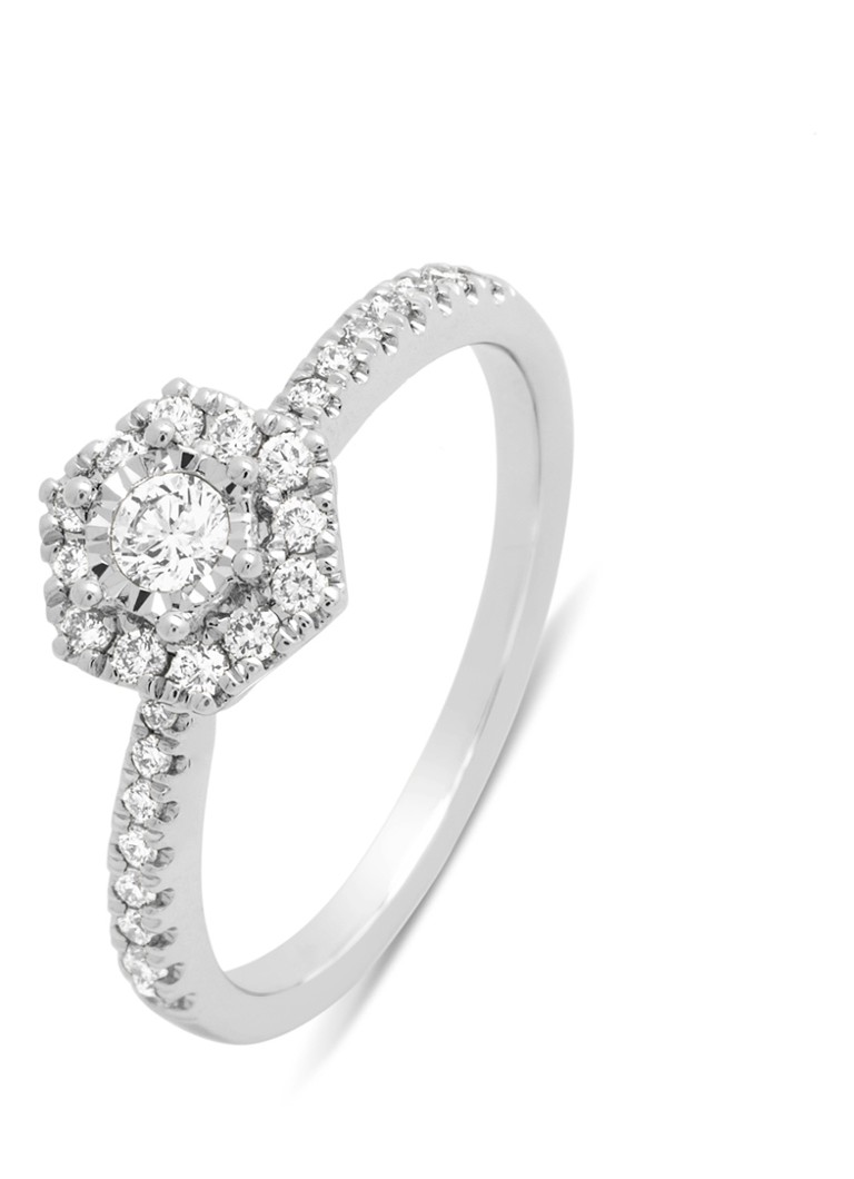 Diamond Point Beehive limited edition ring in 14k white gold with brilliant-cut diamonds