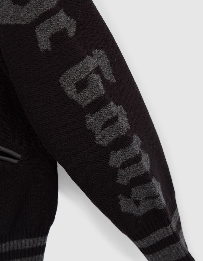 Cardigan noir esprit bomber tricot jacquard garçon