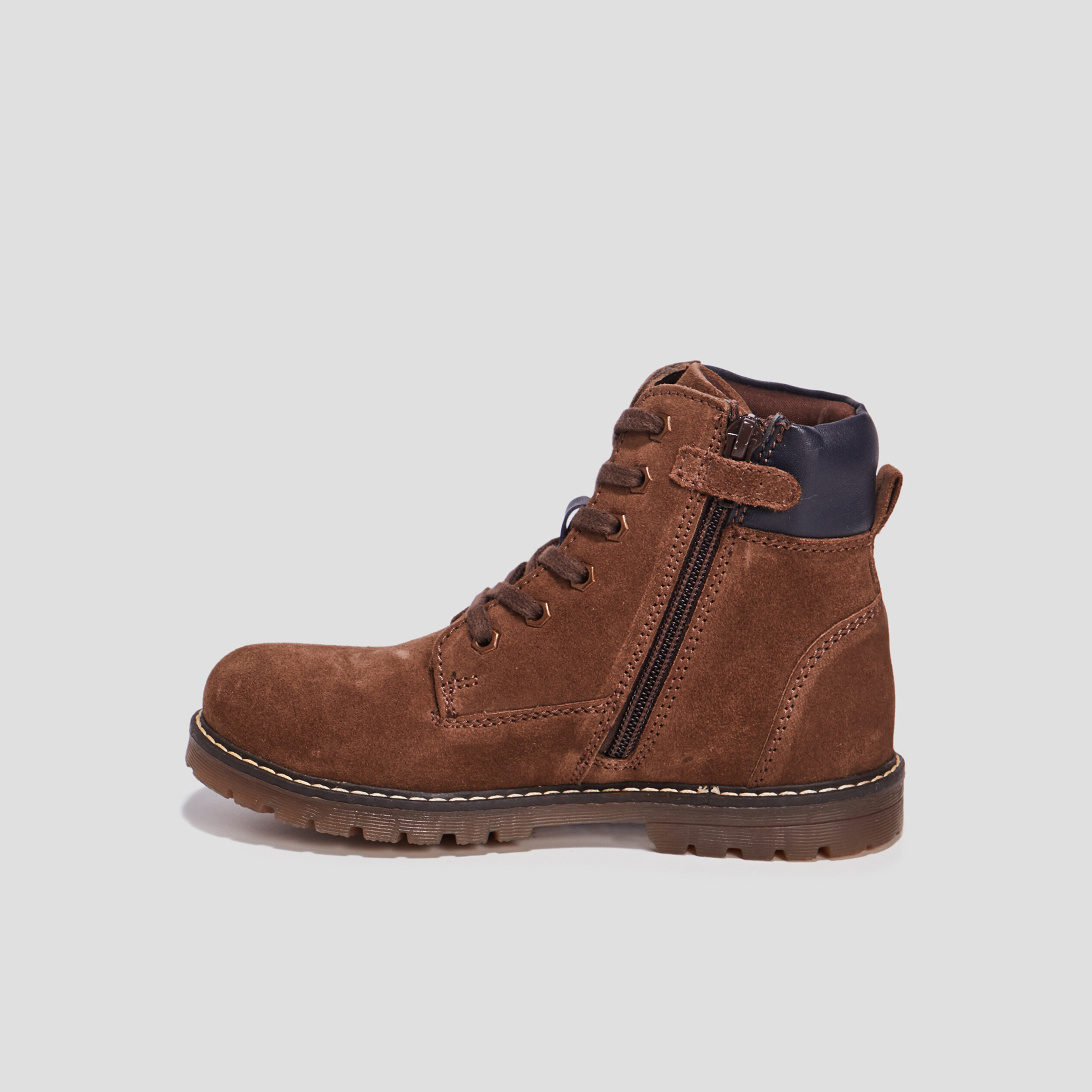 Bottines crantées en cuir marron garçon | La Halle