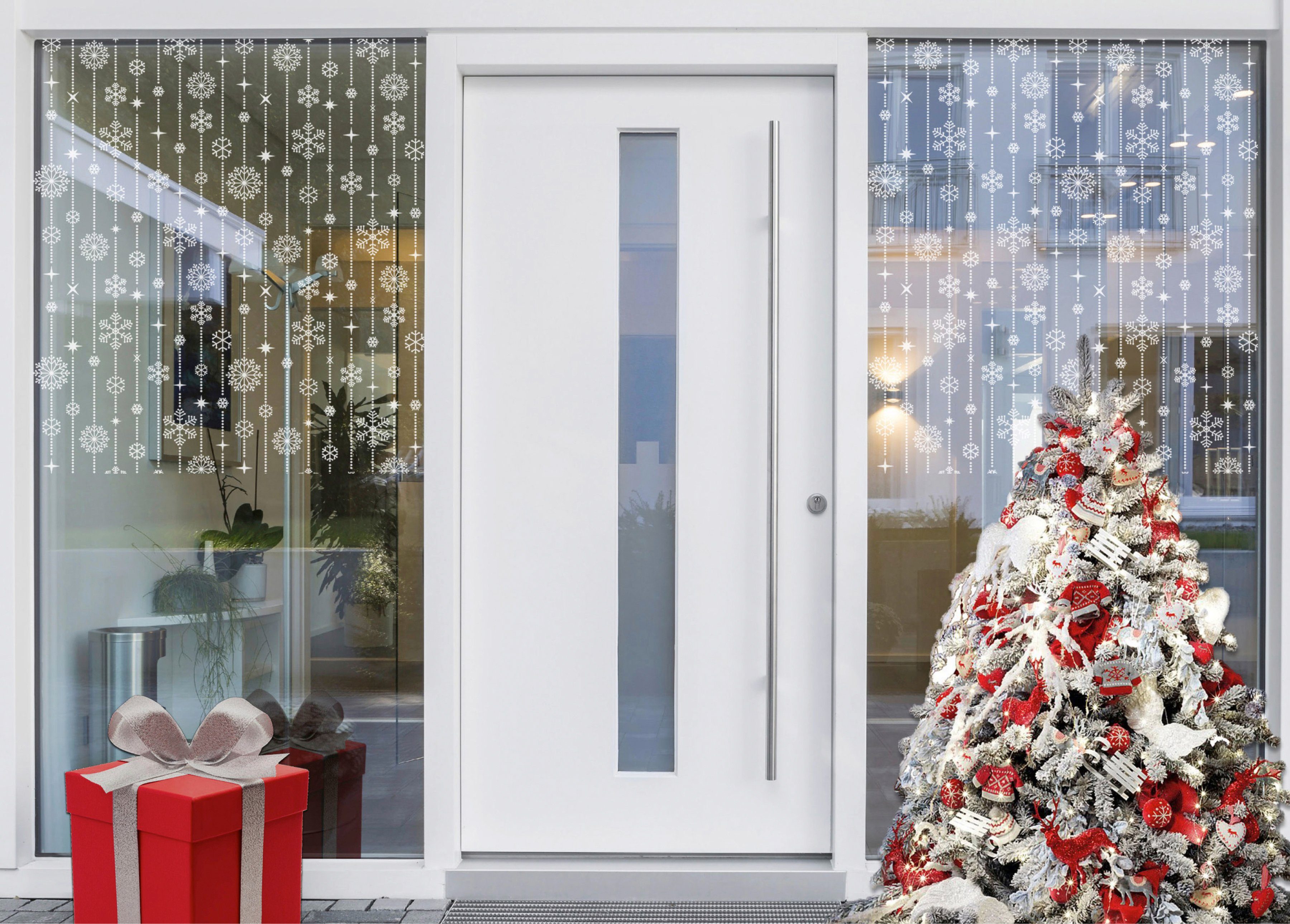 Fensterfolie Look Schneeflocken white, MySpotti, halbtransparent, glatt, 90 x 100 cm, statisch haftend