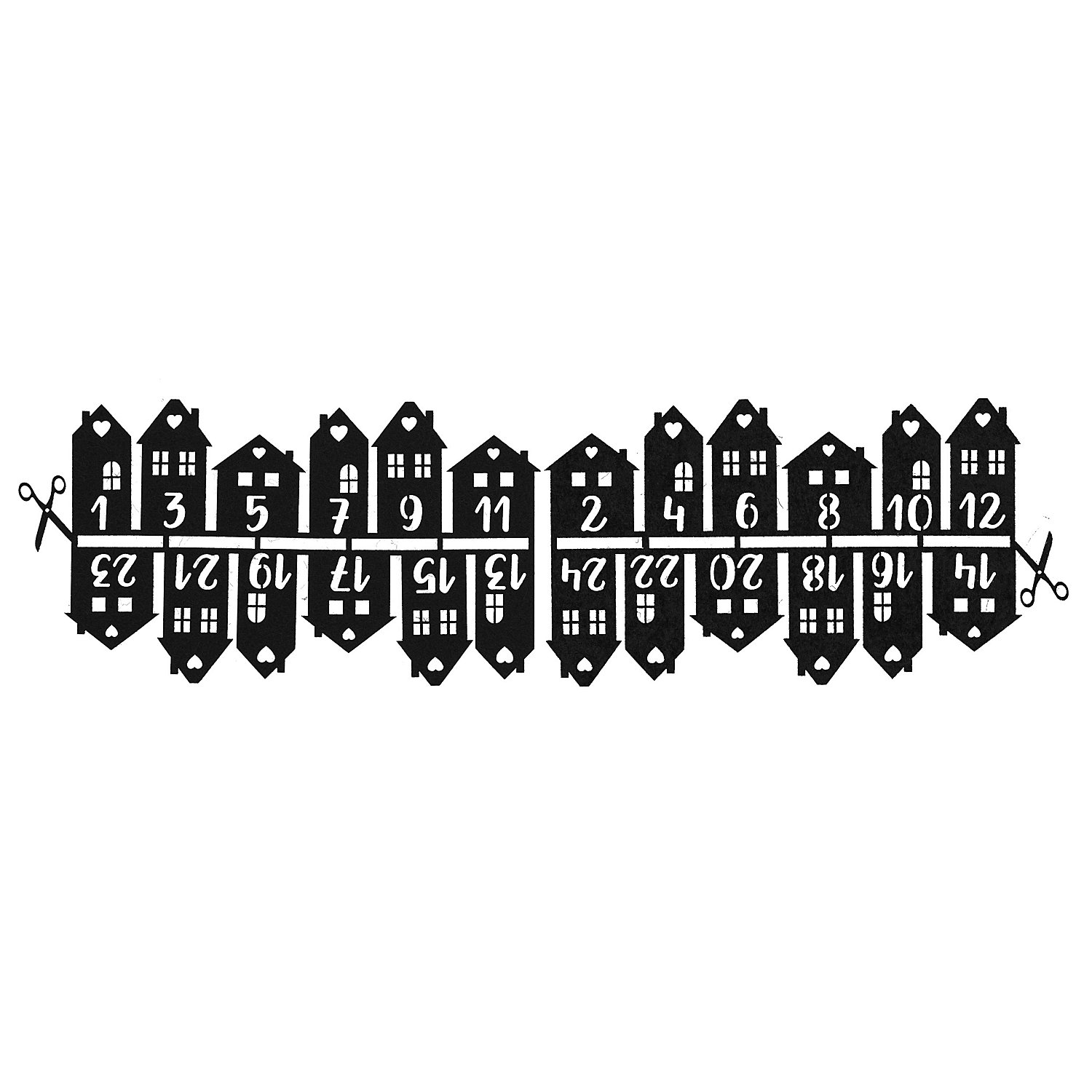 Adventskalenderzahlen aus Filz, schwarz, 2,7–6,5 cm