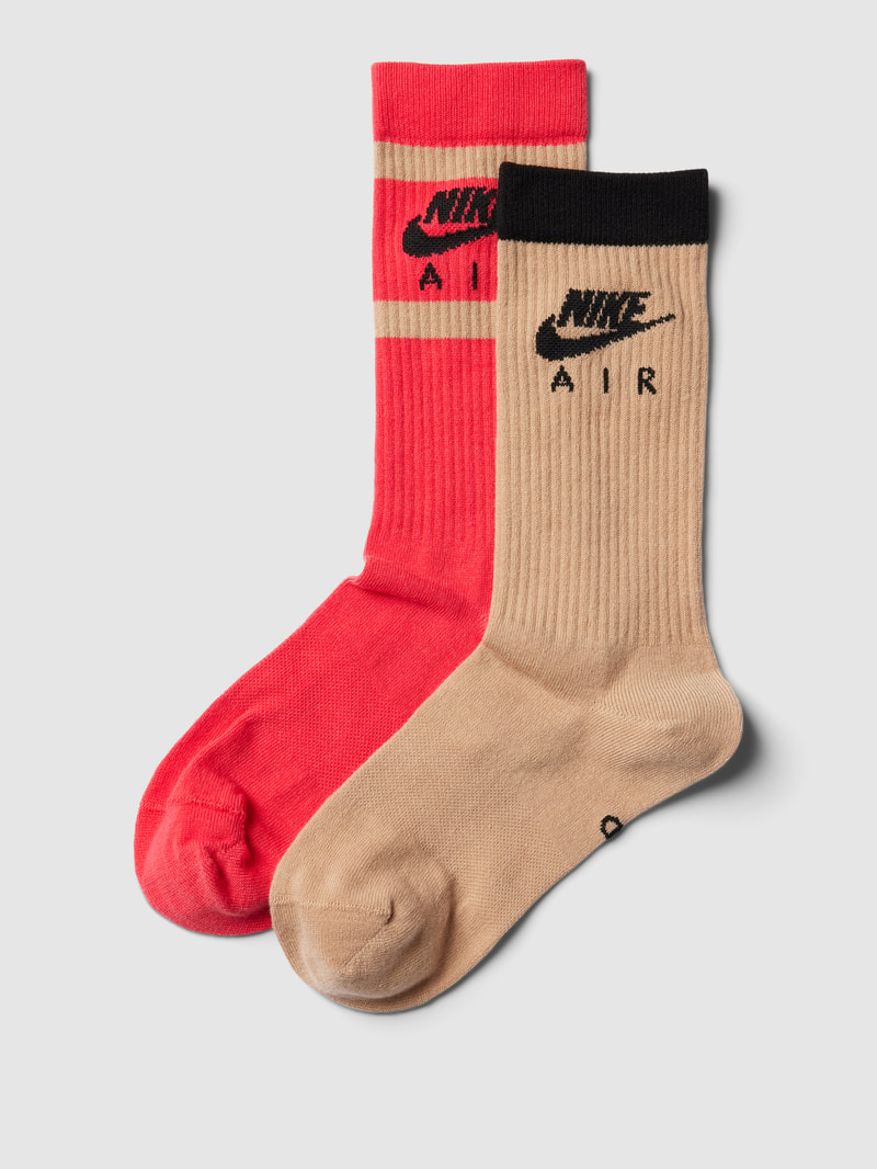 Socken mit Label-Schriftzug im 2er-Pack in camel