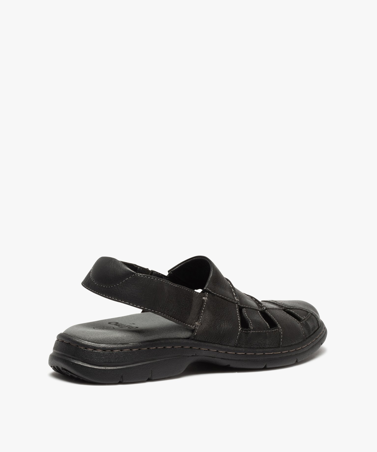 Sandales homme confort dessus cuir uni à bride élastiquée noir | GEMO
