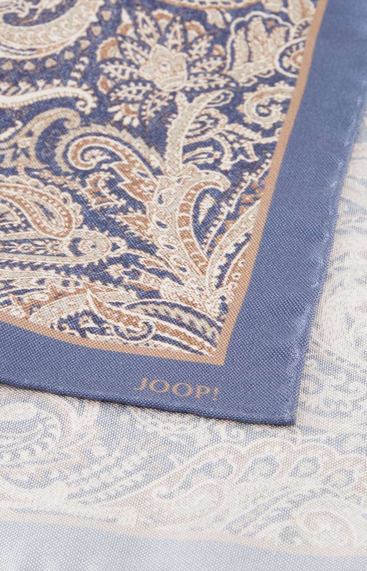Seiden-Einstecktuch in Dunkelblau/Braun/Beige