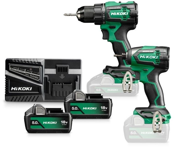 HiKOKI KC18DEWBZ Combokit DS18DE akumulátorová vŕtačka + akumulátorový rázový skrutkovač WH18DE 18V 2x 5,0Ah a nabíjačka v krabici