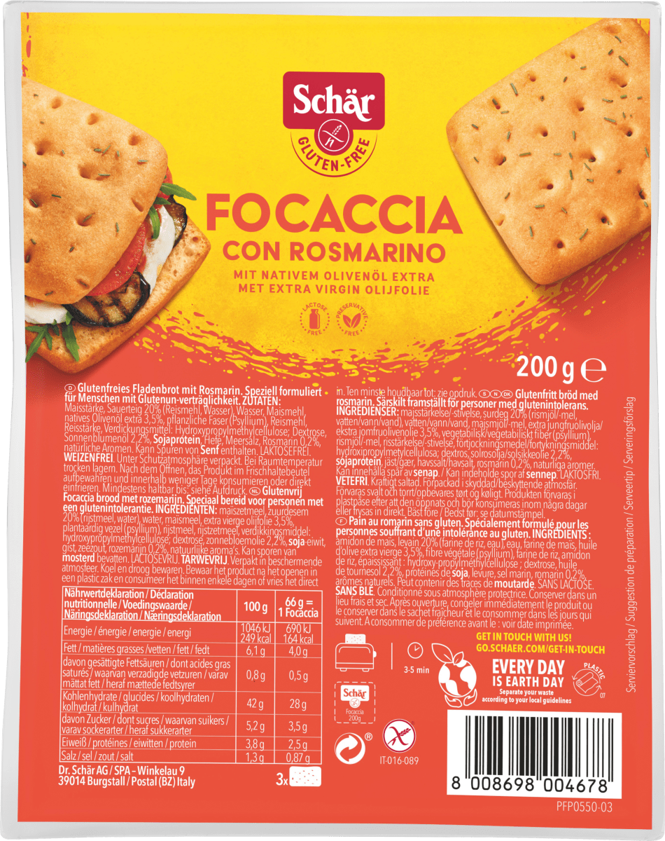 Foccaccia mit nativem Olivenöl extra (3 Stück), 200 g