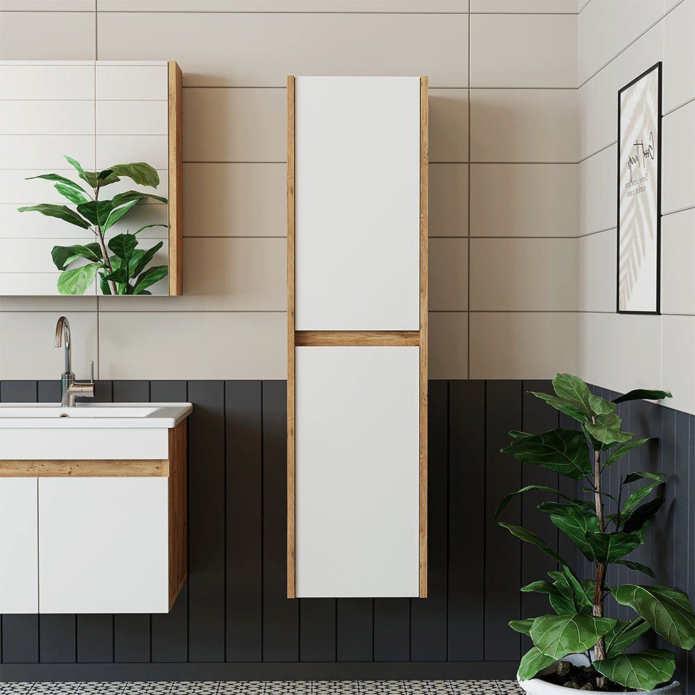 Roomart Badmöbel-Set, (Roomart, Badezimmermöbel, Hochschrank Badregal, in 5 Farben Badschrank)