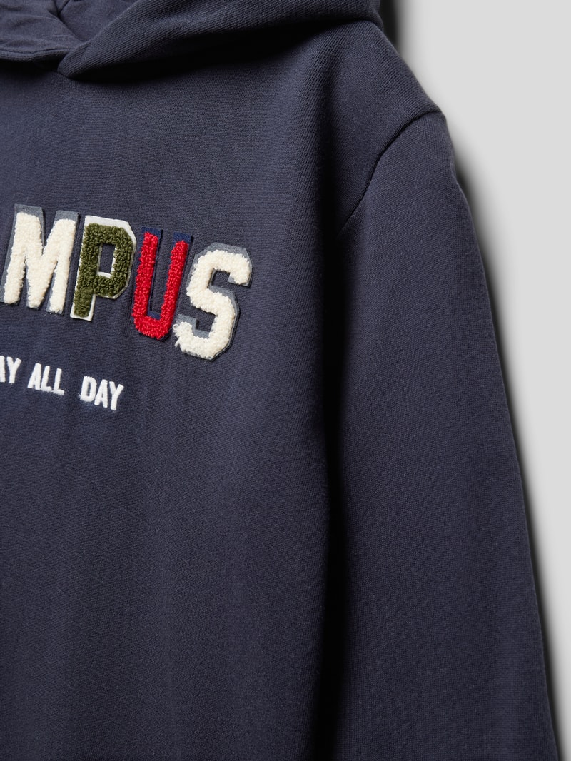 Hoodie mit Statement-Stitching in marineblau