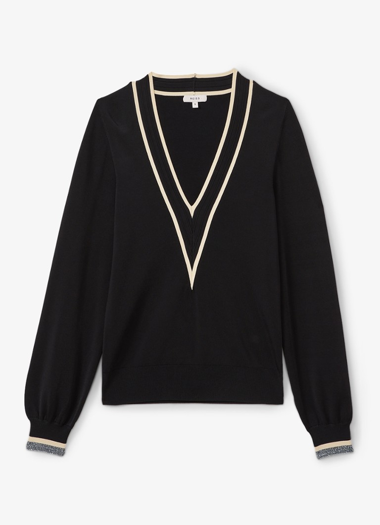 Pulover Reiss Faith din tricot fin cu decolteu în V