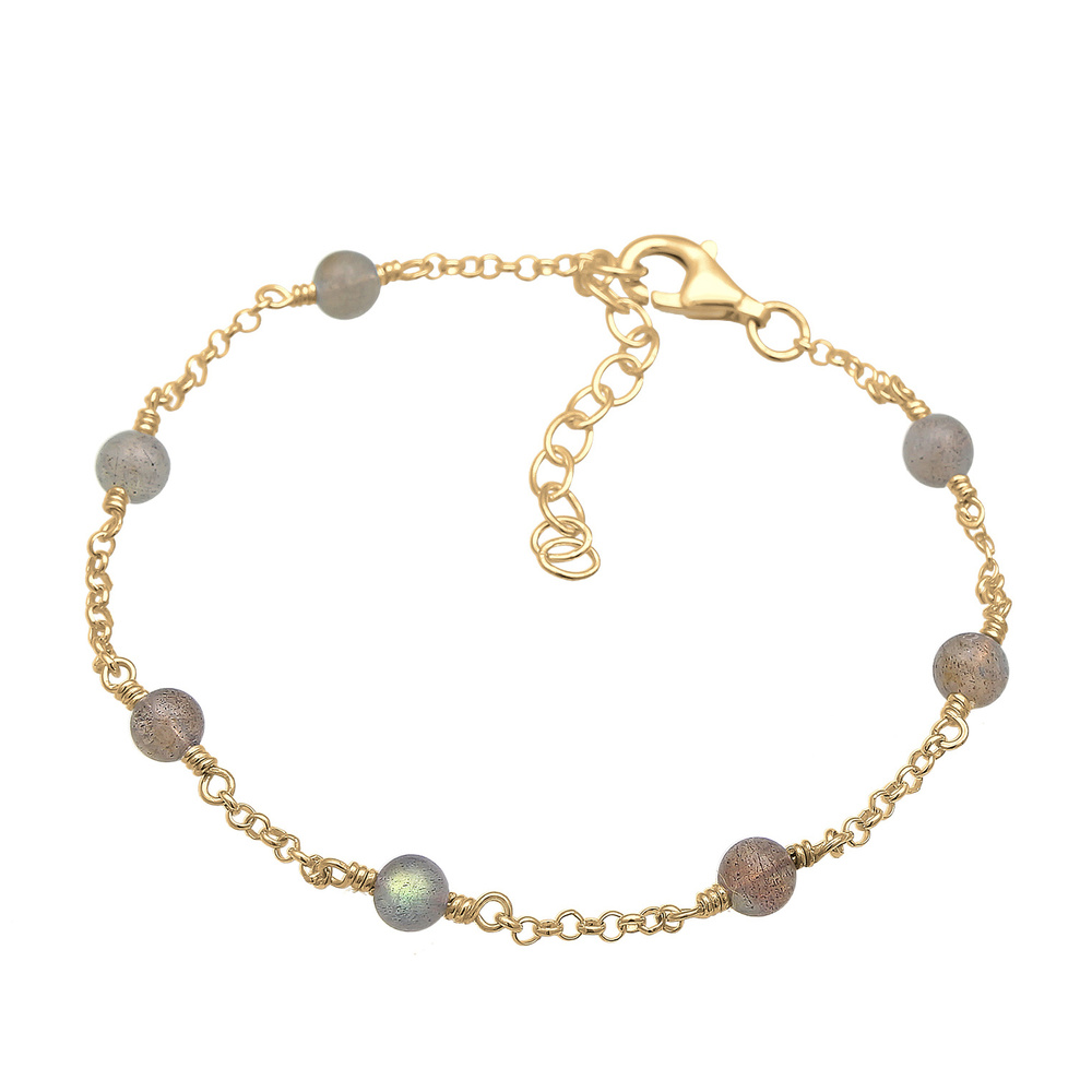 Elli Elli Bracelet Labradorit Edelstein Kugeln Sommer 925er Silber Bracelet