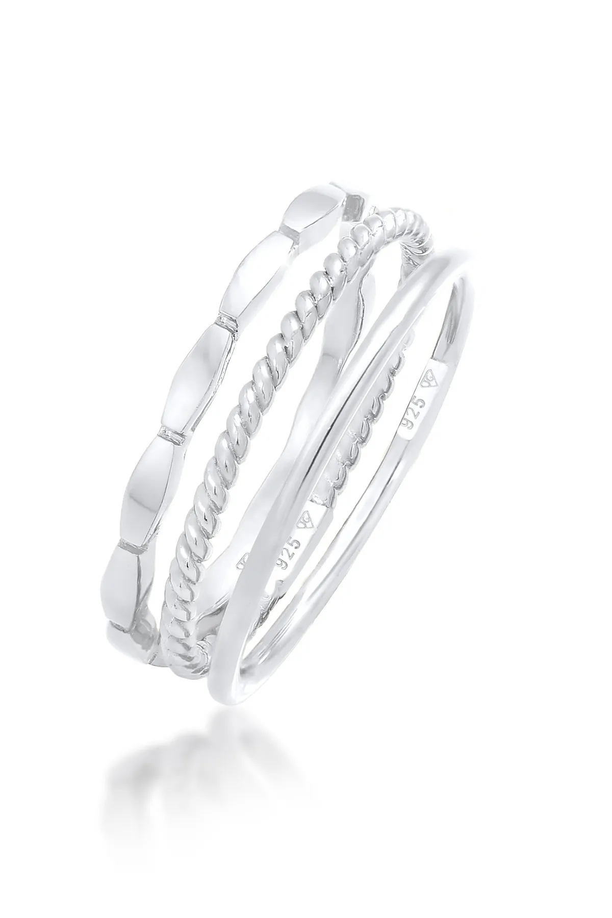 ELLI  Ring Stapelringe Stapelbandring 3er Set 925 Silber