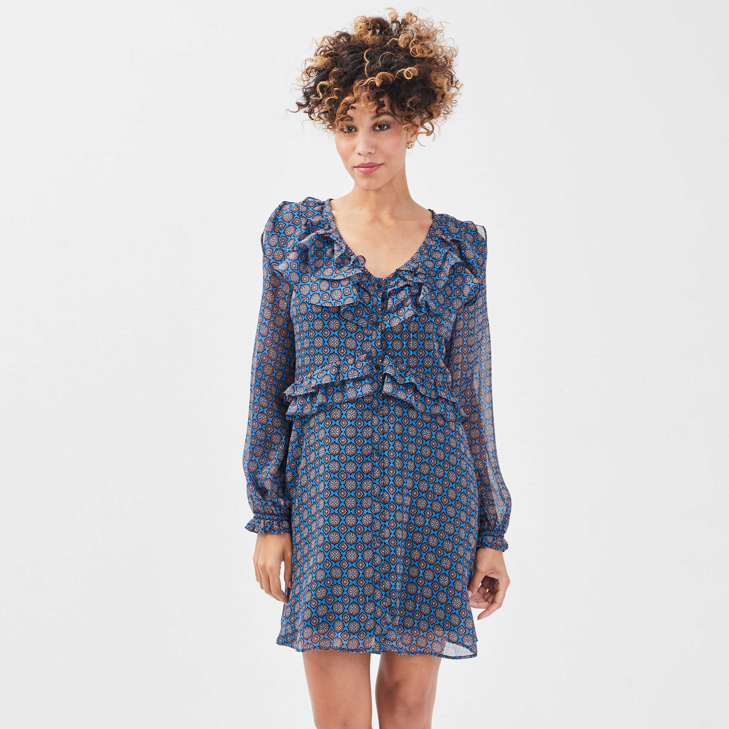 Robe manches longues bleu femme | Cache Cache
