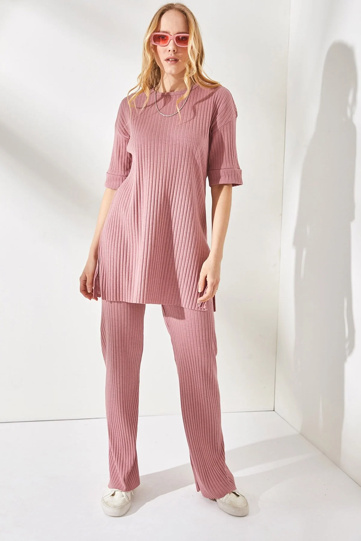 Olalook  Damen Dusty Rose Kurzarm Unterteil Top Lycra Set TKM-19000191