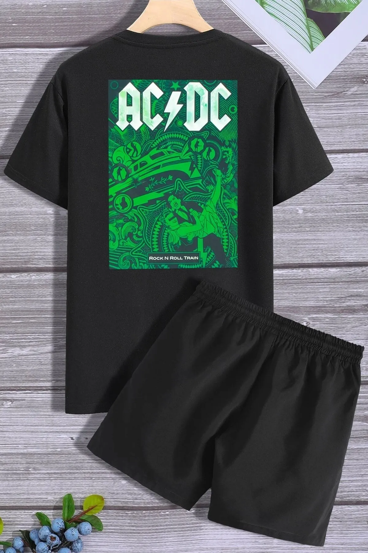 trendypassion  Acdc Shorts T-Shirt-Trainingsanzug-Set