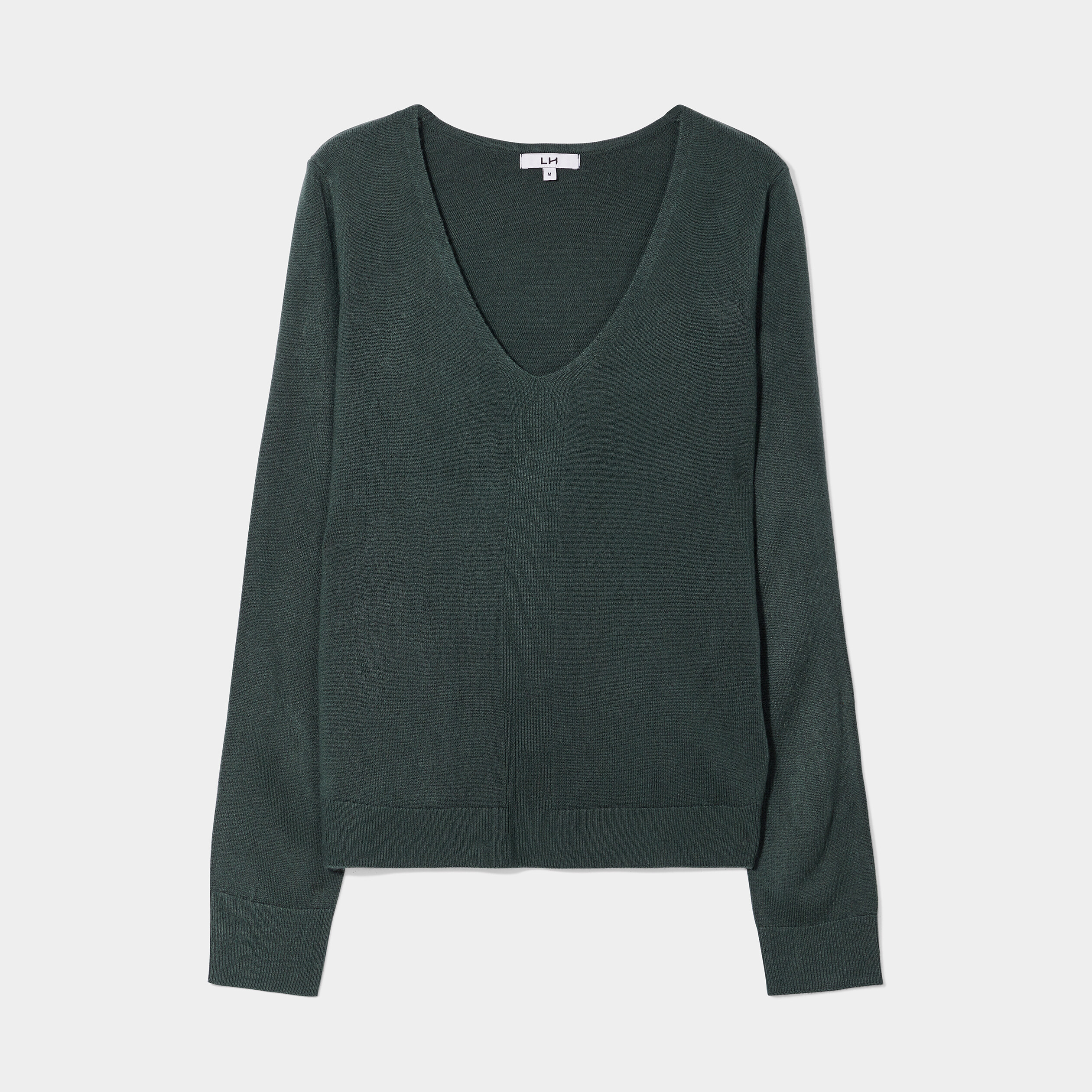 Pull col V manches longues vert foncé femme | La Halle