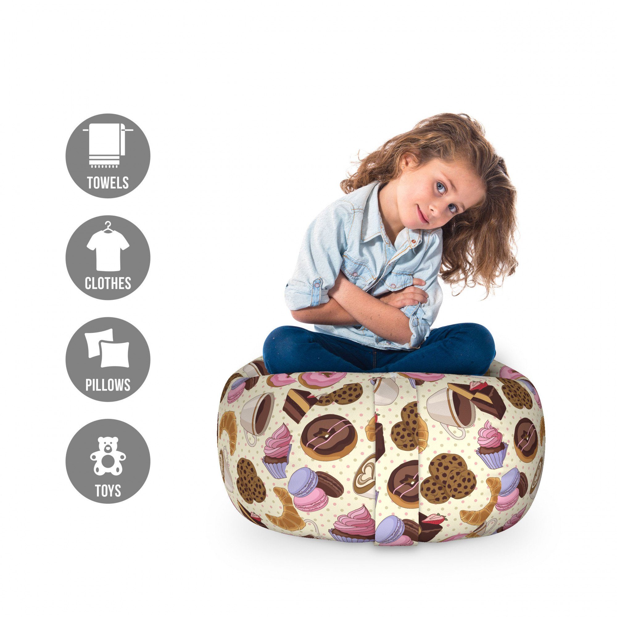 Abakuhaus Spielzeugtruhe Gefüllter Tier Organizer Waschbare Tasche für Kinder, Bunt Kaffeetassen Plätzchen