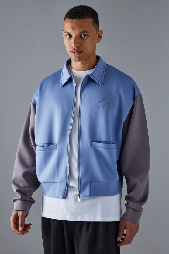 Tall kastige Colorblock Scuba Bomberjacke