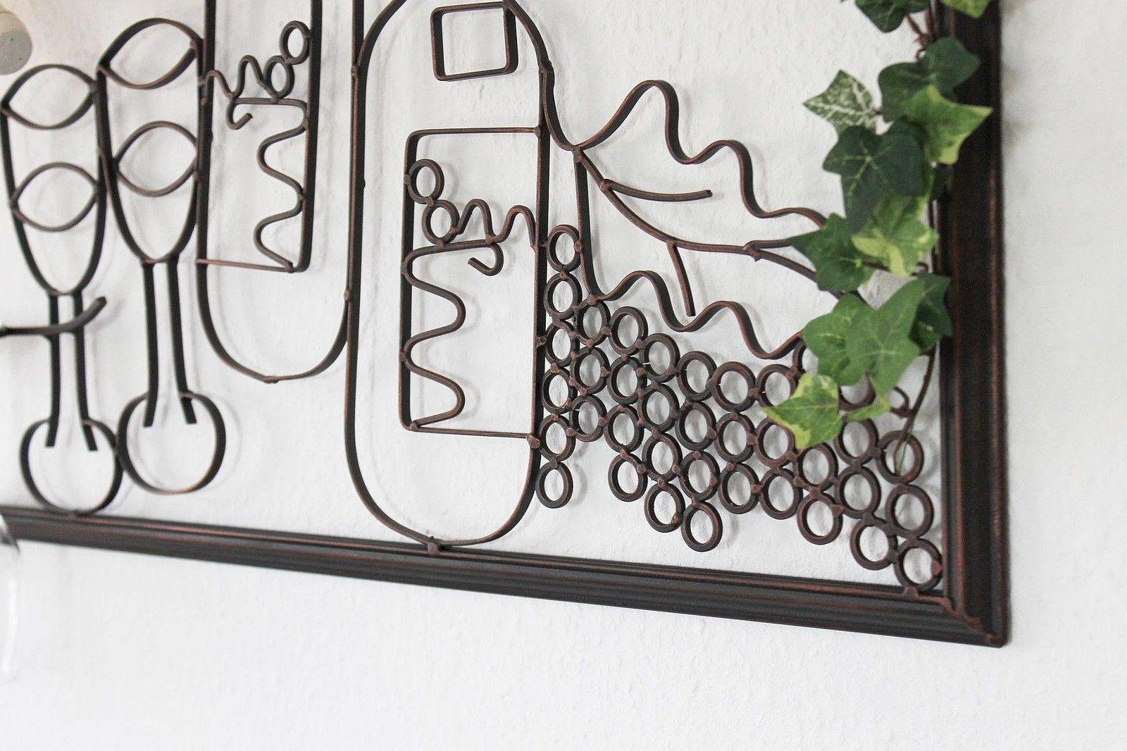 DanDiBo Weinregal Weinregal mit Glashalter Wand Wandbild 091975 Flaschenständer Metall 70 cm Flaschenhalter Wandregal
