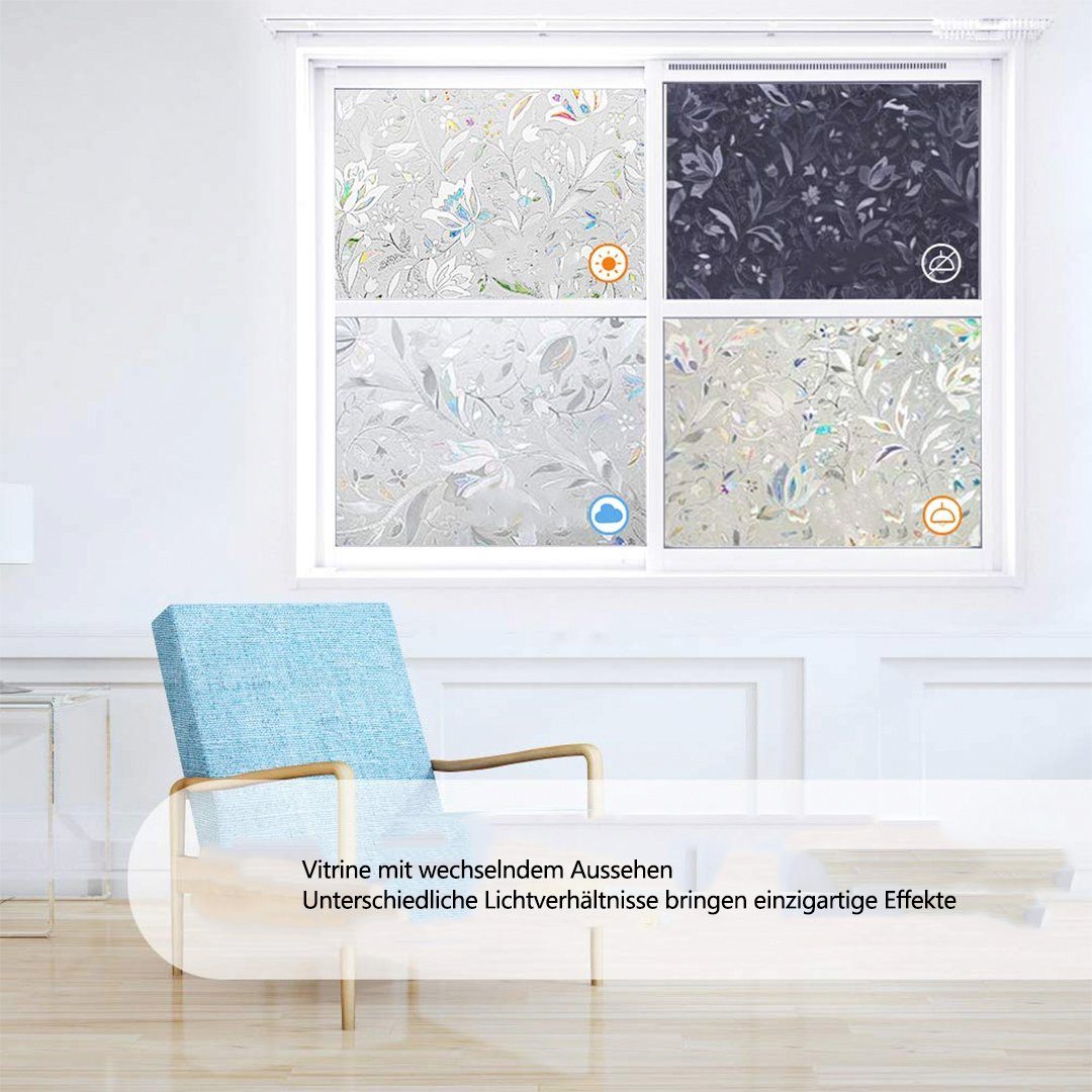 Fensterfolie Fensterfolie,selbsthaftend,Blickdicht,Anti-UV,dekorativ, Buntglasfolie, SOTOR, Fensterabdeckung, Milchglasfolie,Tulpe