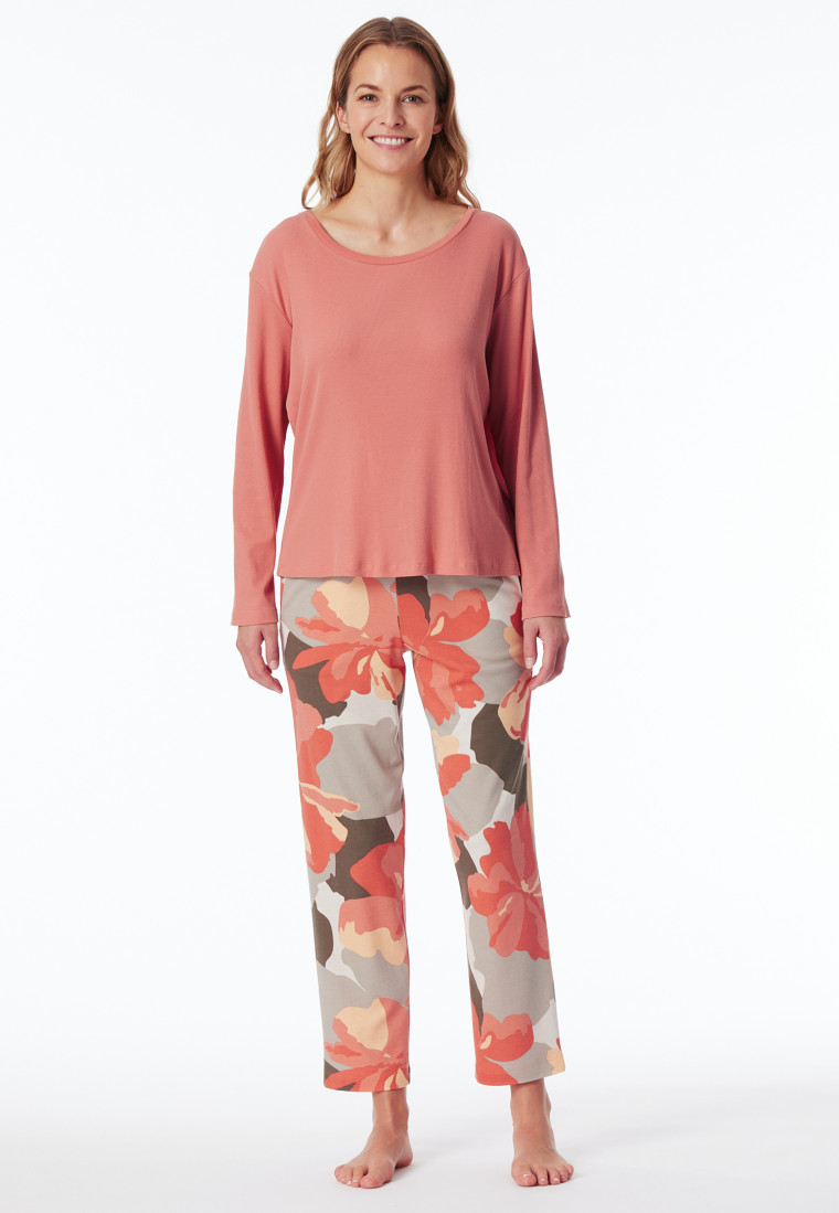 Schlafanzug 7/8 Doppelripp papaya - Modern Nightwear