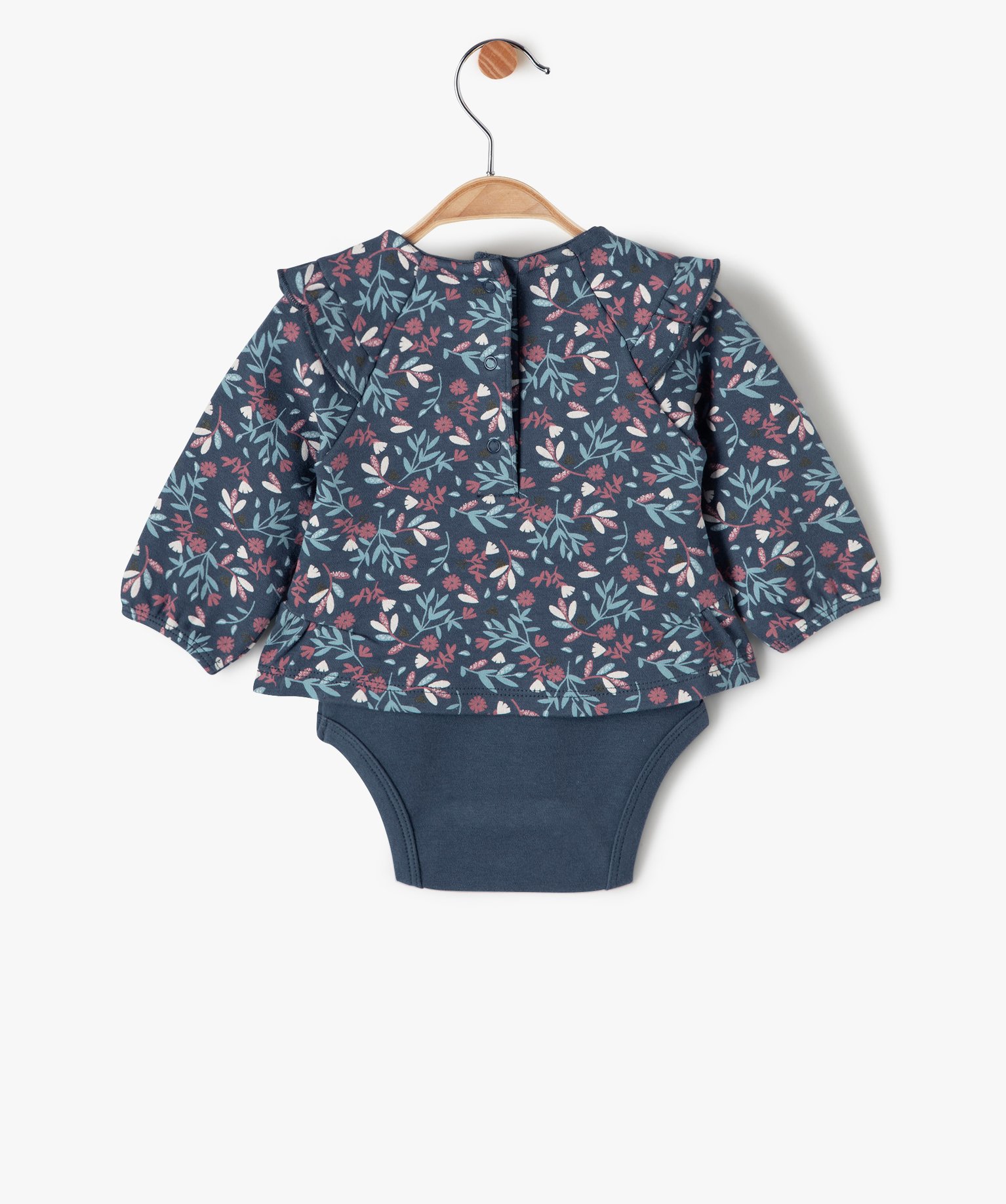 Body bébé fille à manches longues 2 en 1 marine | GEMO