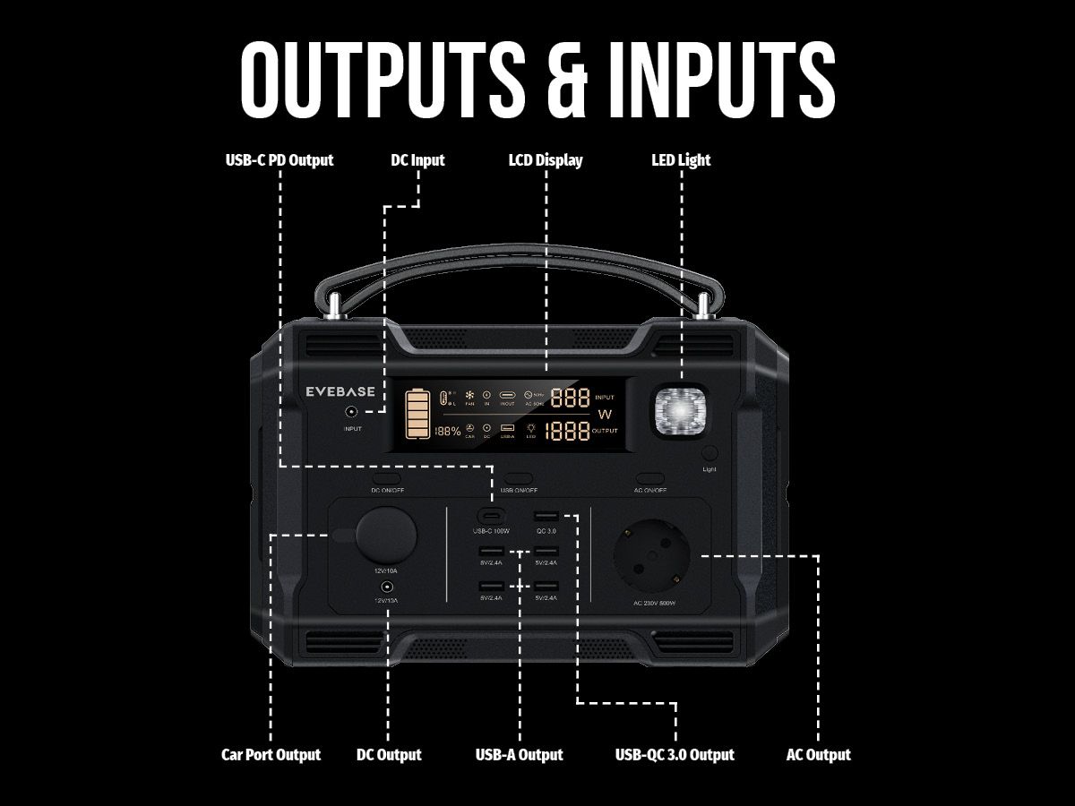 EveBase Move 500 Portable Power Station