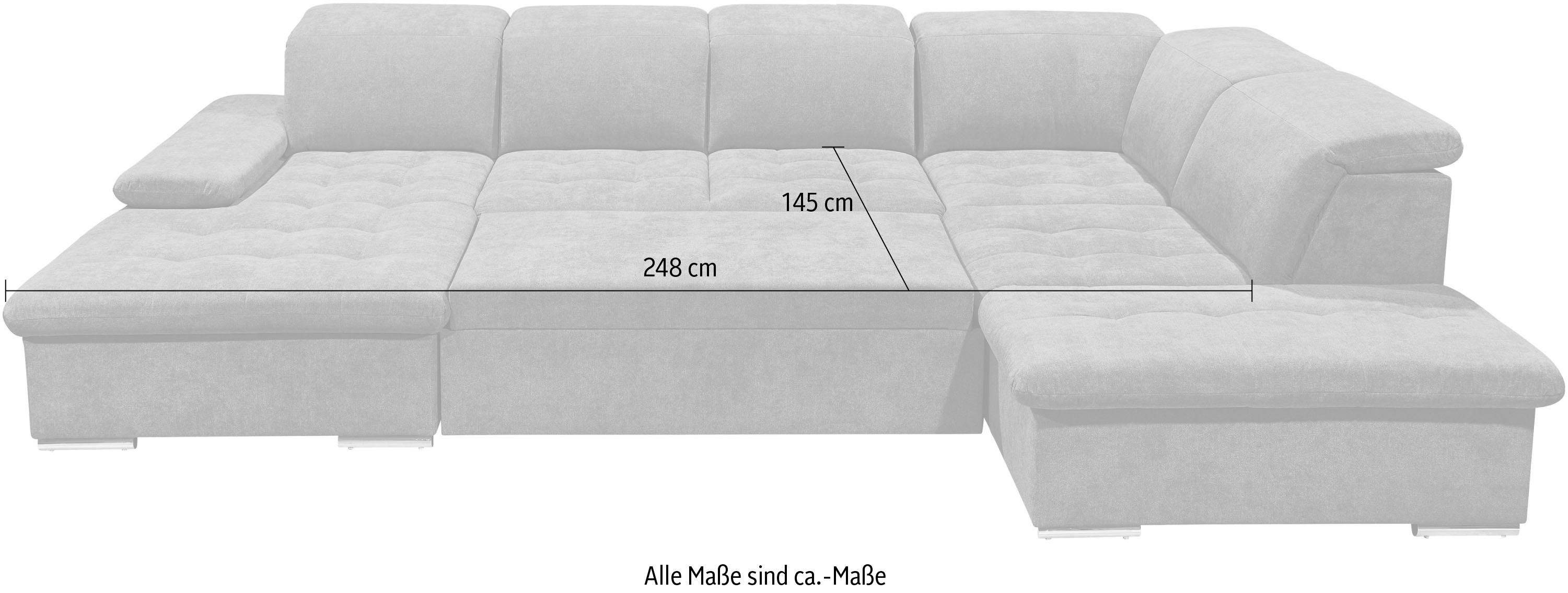 ED EXCITING DESIGN Wohnlandschaft Wayne, mit Bettfunktion, Bettkasten, Nierenkissen, frei im Raum stellbar etc.