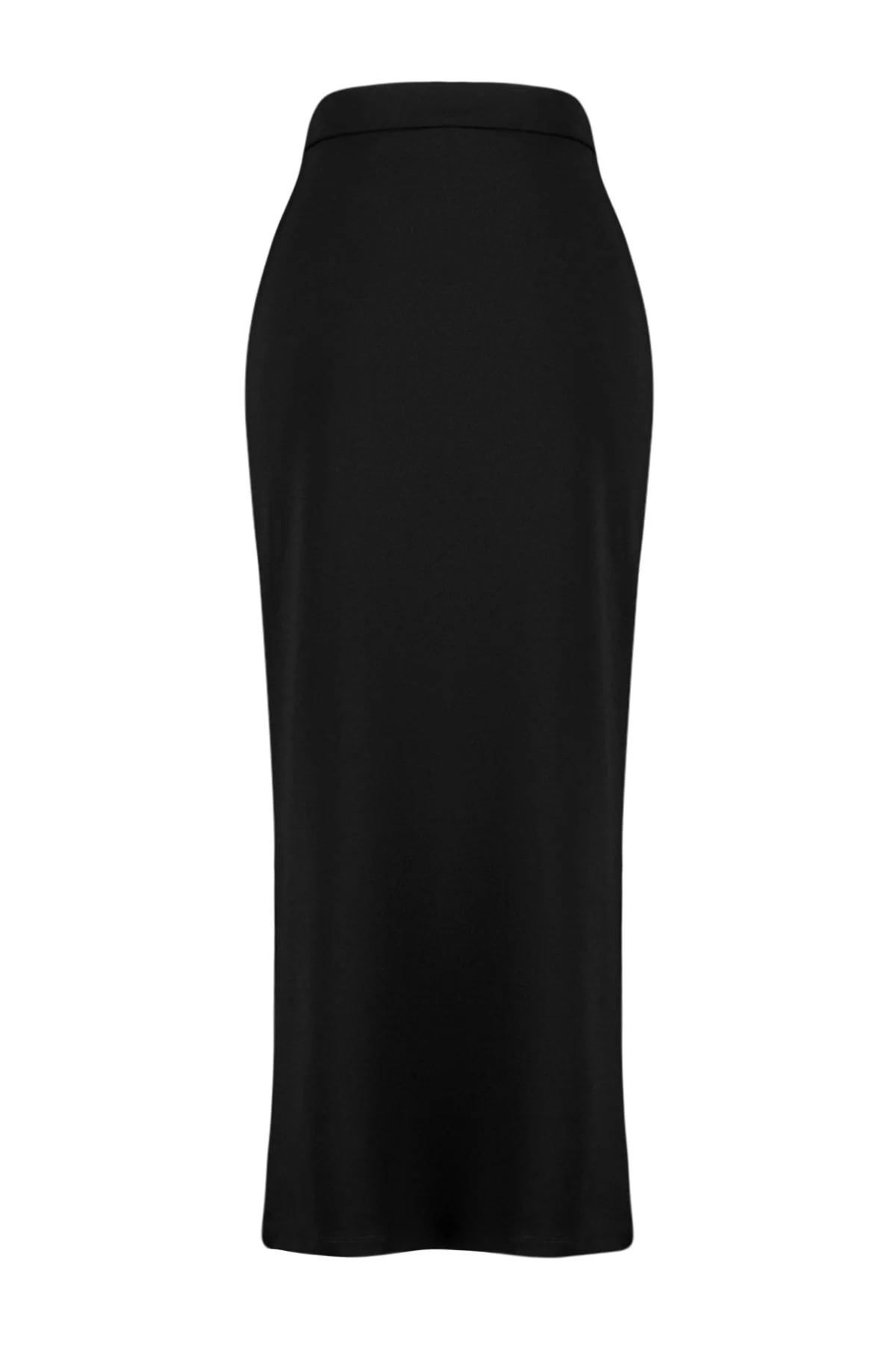 Trendyol Collection  Schwarzer eleganter Maxirock aus Crêpe mit Schlitz und hoher Taille aus Stretch-Strick TWOSS23ET00351
