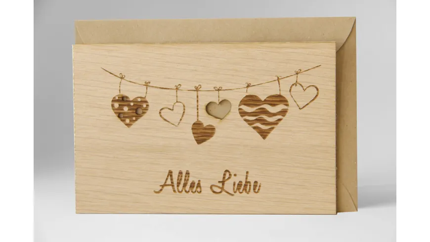 Original Holzgrußkarte - Alles Liebe