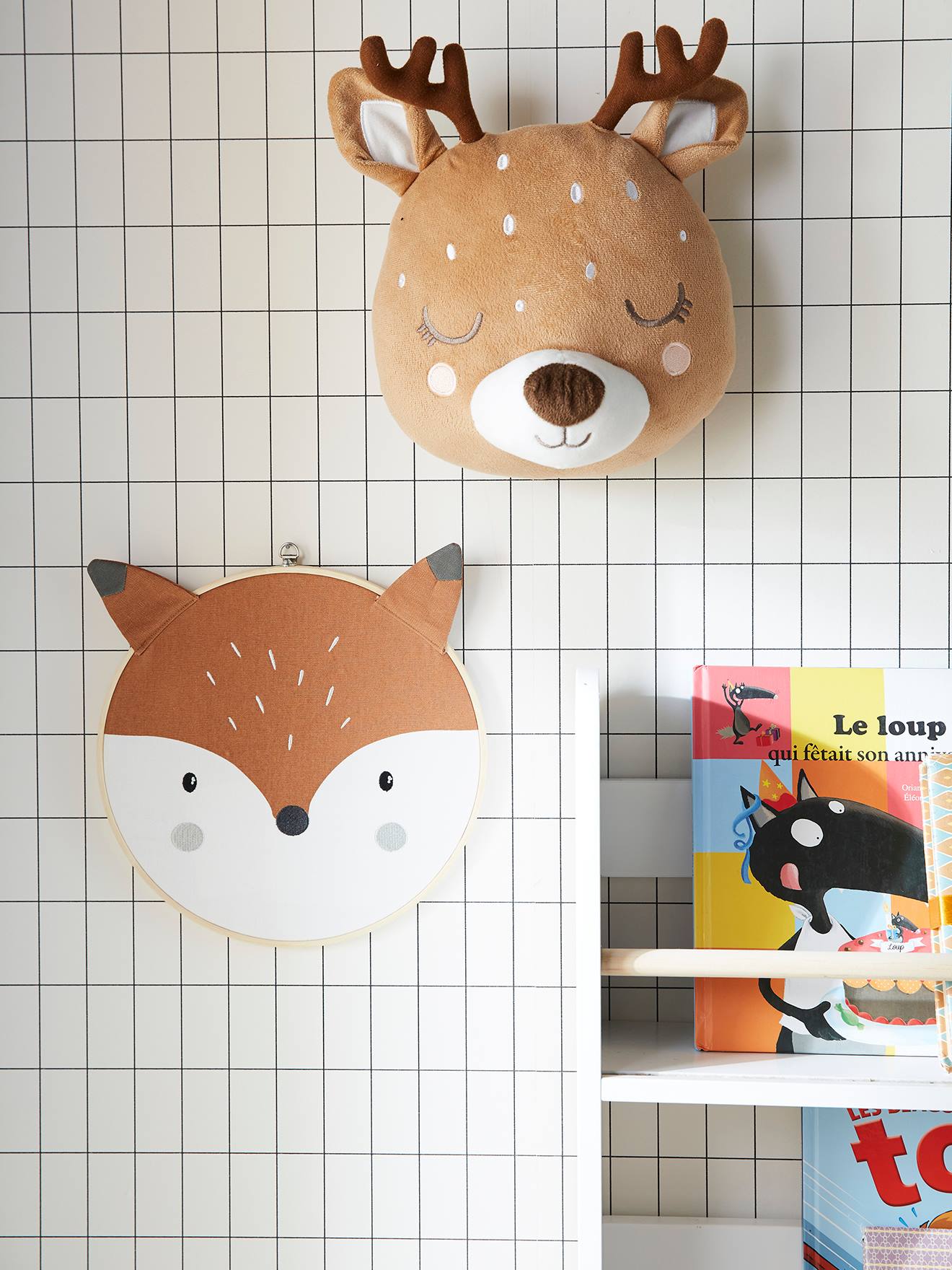 Vertbaudet Kinderzimmer Wanddeko FUCHS mit Rahmen - orange/weiß