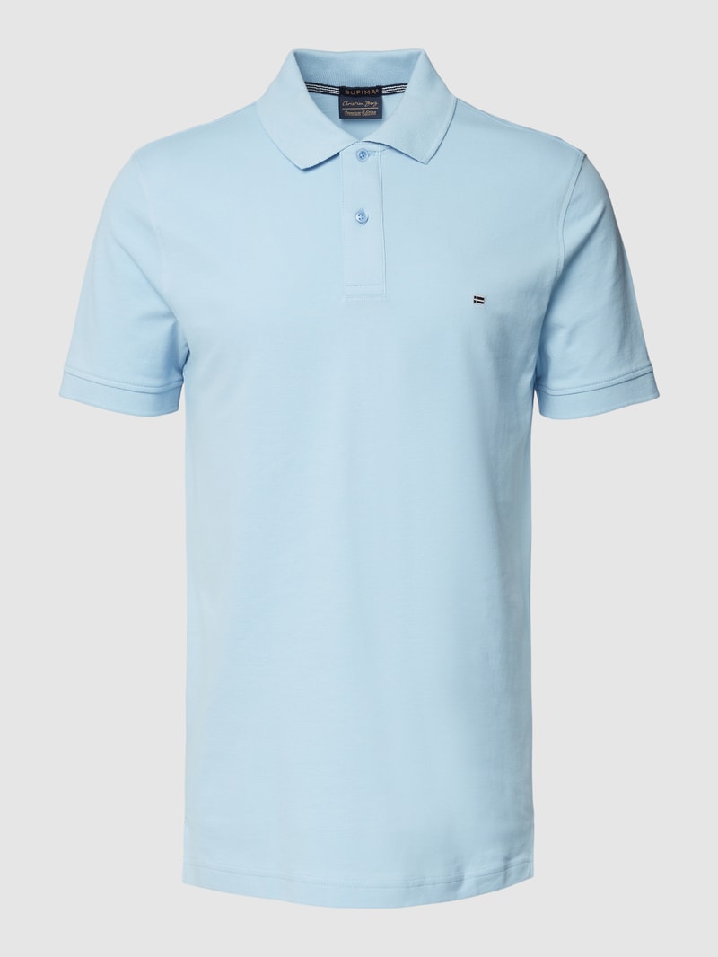 Poloshirt mit Label-Stitching in bleu