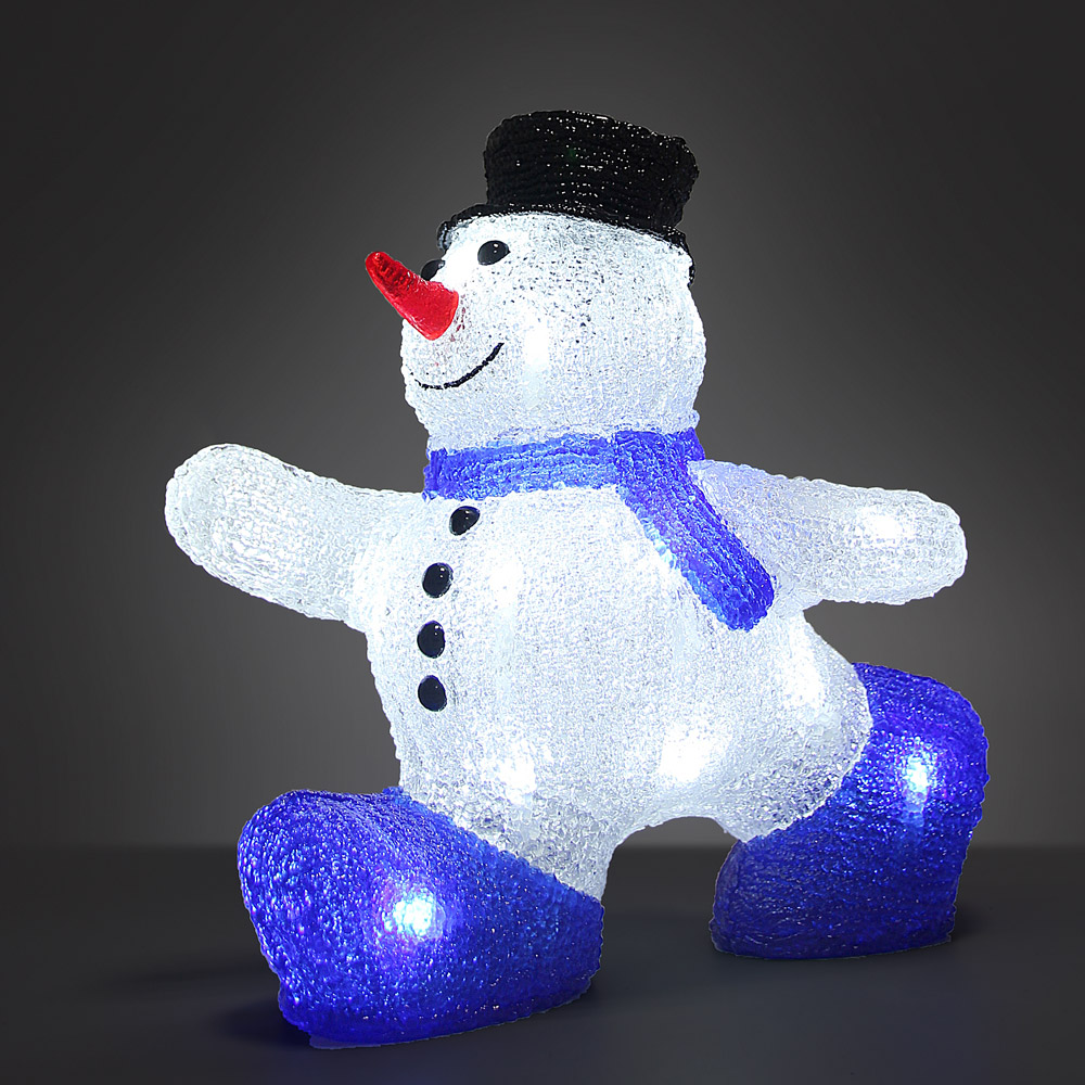 DEUBA LED Figur Schneemann M Acryl 27,5 x 27 x 14cm rot/weiß/schwarz/blau