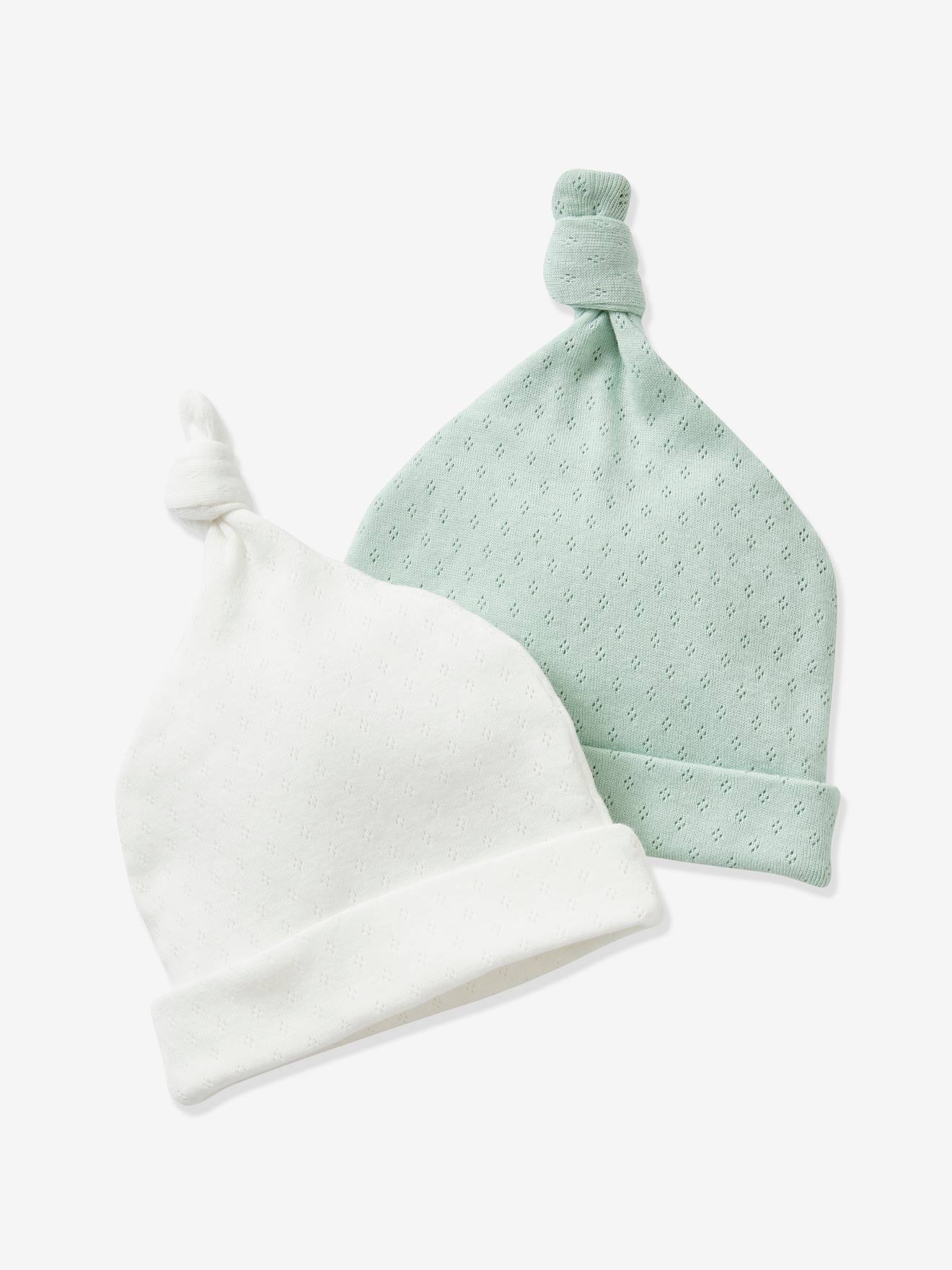 Lot de 2 bonnets bébé lot vert céladon