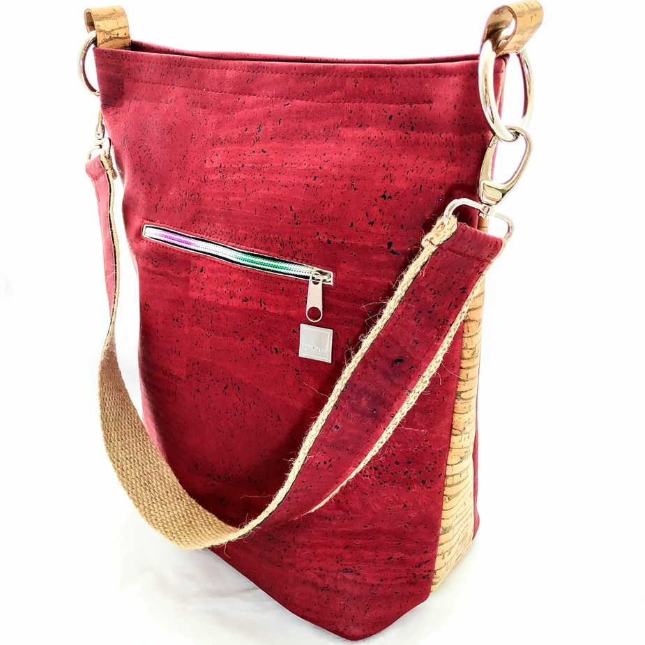 TIKIWE Handtaschen rot Totebag aus Kork