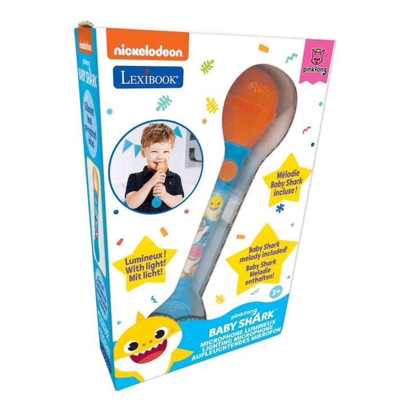 Microphone Lumineux avec Mélodies et Effets Sonores Baby Shark bleu