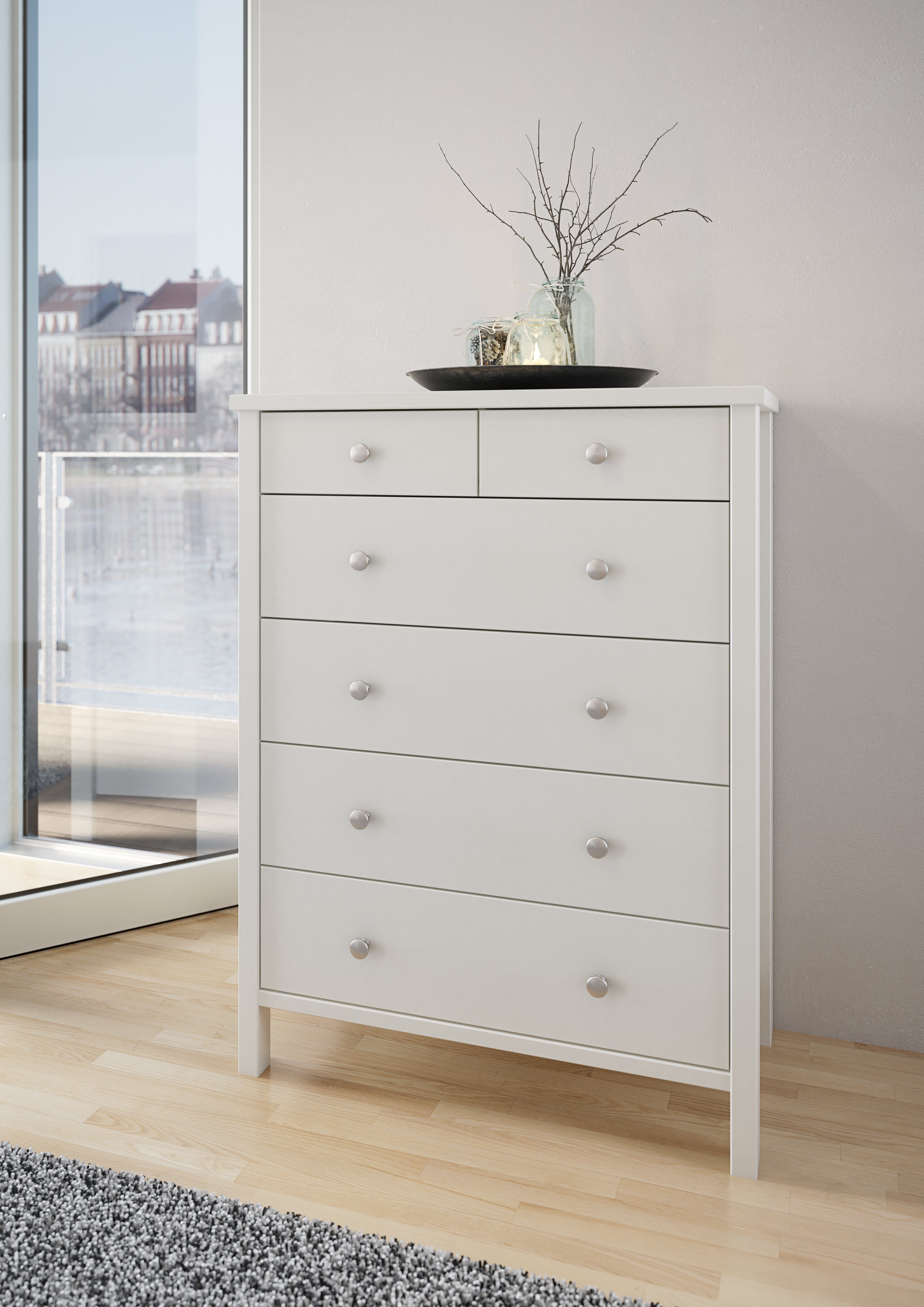 loft24 Kommode Tanggo, 4+2 Schubladen, Breite 80 cm, erhältlich in drei Farbvarianten