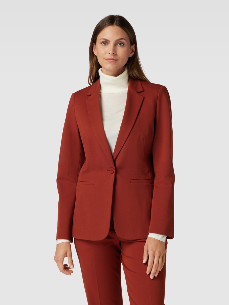 Blazer in unifarbenem Design mit Knopfverschluss in rostrot