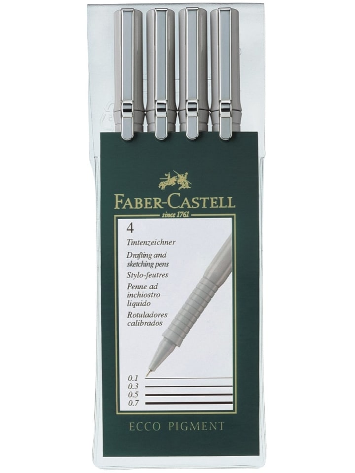 Faber-Castell Fineliner Ecco-Pigment 4er Etui schwarz Linienbreiten: sortiert günstig kaufen onesize