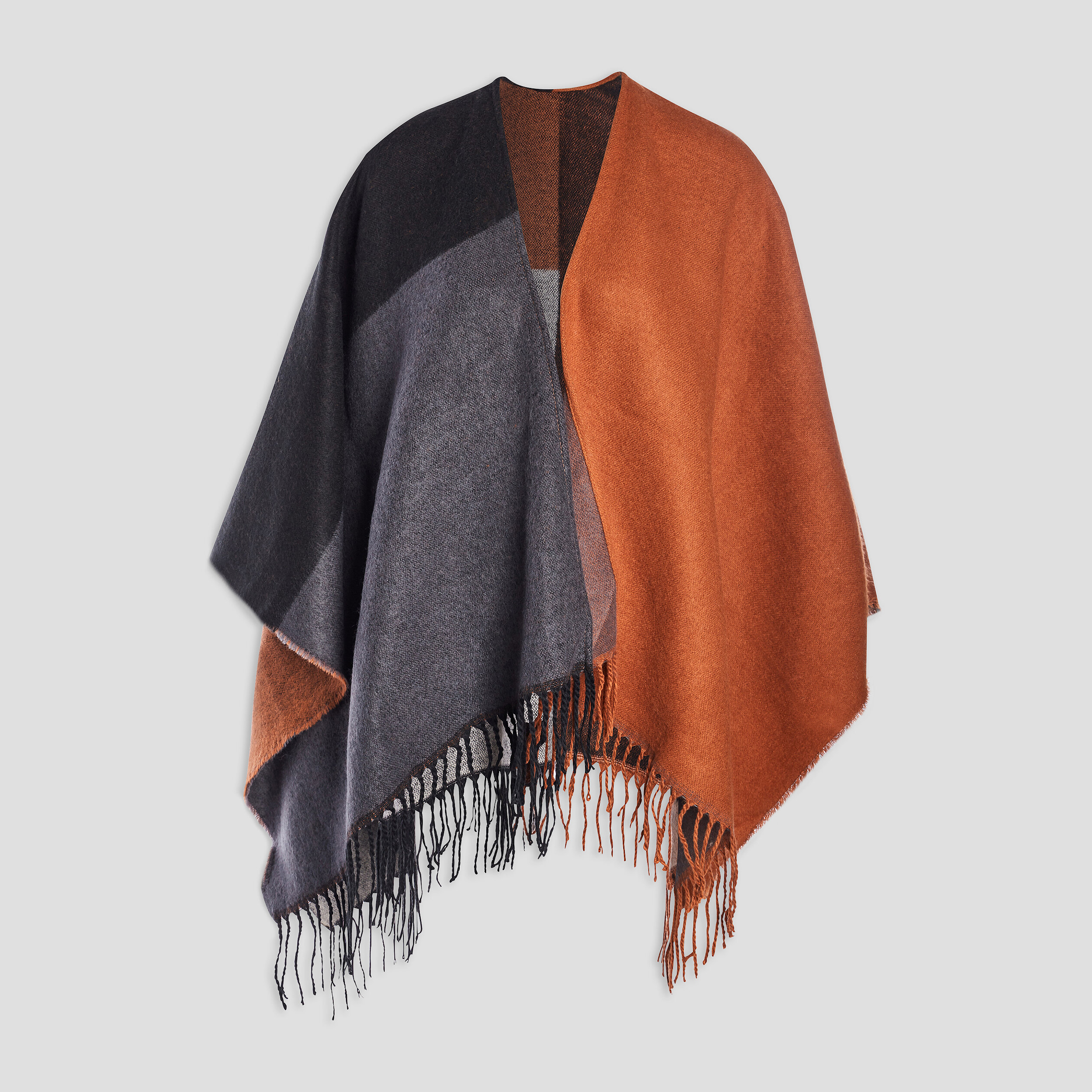Poncho à franges multicolore femme | La Halle